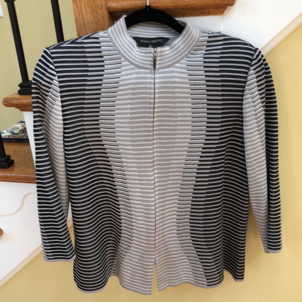 Ming Wang zippered knit jacket size L